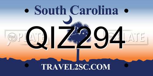 QIZ294 South Carolina License Plate