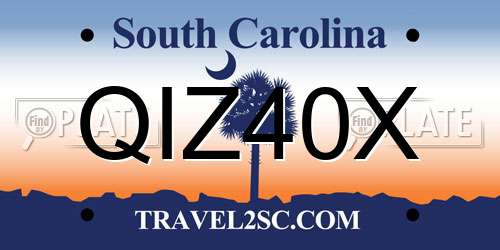 QIZ40X South Carolina License Plate
