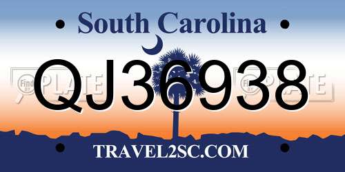 QJ36938 South Carolina License Plate