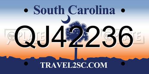 QJ42236 South Carolina License Plate