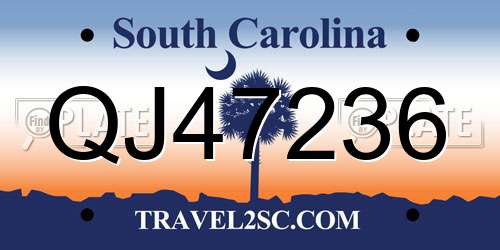 QJ47236 South Carolina License Plate