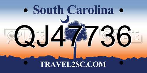 QJ47736 South Carolina License Plate