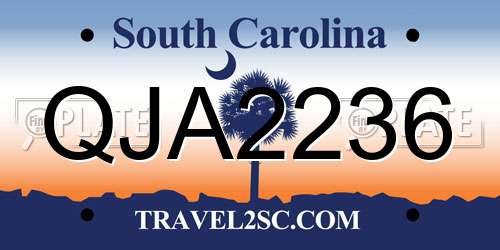 QJA2236 South Carolina License Plate