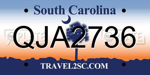 QJA2736 South Carolina License Plate