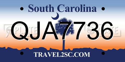 QJA7736 South Carolina License Plate