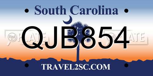 QJB854 South Carolina License Plate