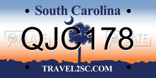 QJC178 South Carolina License Plate