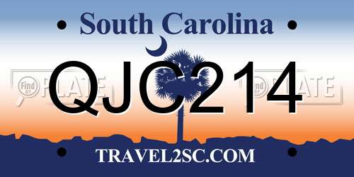QJC214 South Carolina License Plate