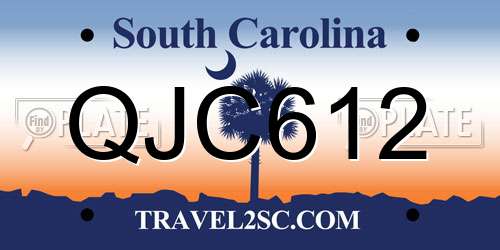 QJC612 South Carolina License Plate