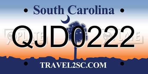 QJD0222 South Carolina License Plate