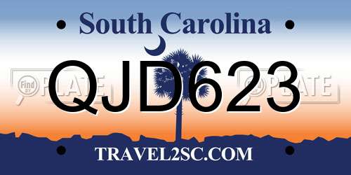 QJD623 South Carolina License Plate