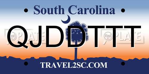 QJDDTTT South Carolina License Plate