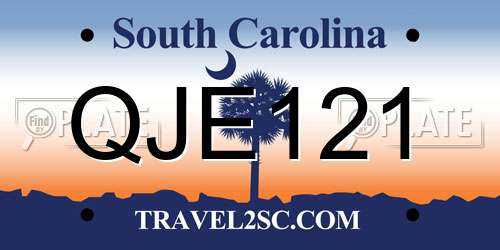 QJE121 South Carolina License Plate