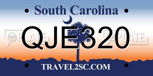 QJE320 South Carolina License Plate