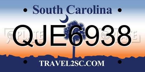 QJE6938 South Carolina License Plate