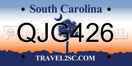 QJG426 South Carolina License Plate
