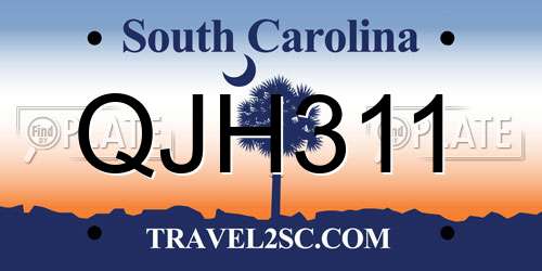QJH311 South Carolina License Plate