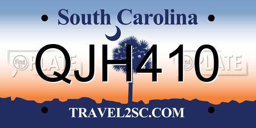 QJH410 South Carolina License Plate