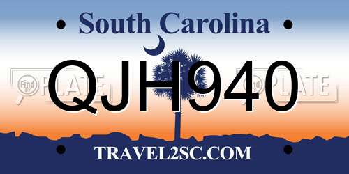 QJH940 South Carolina License Plate