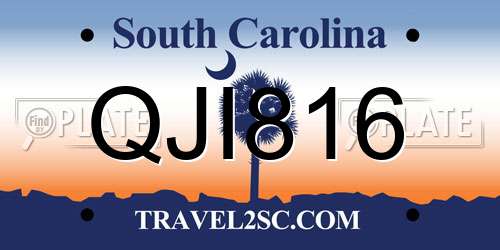QJI816 South Carolina License Plate