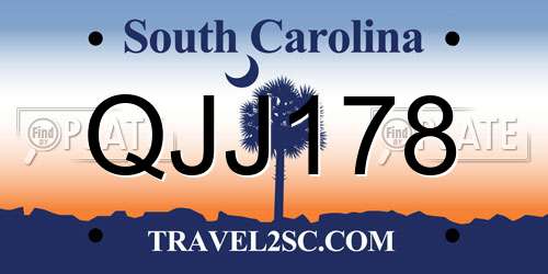 QJJ178 South Carolina License Plate