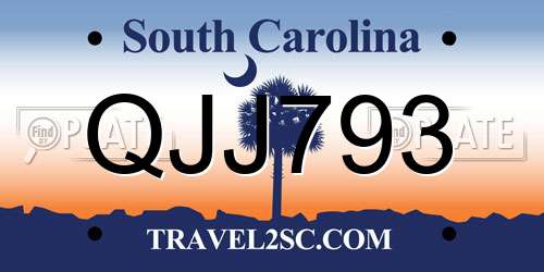 QJJ793 South Carolina License Plate