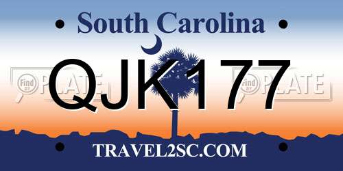 QJK177 South Carolina License Plate