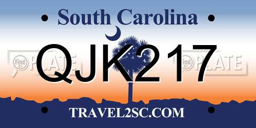 QJK217 South Carolina License Plate
