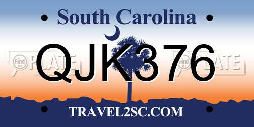 QJK376 South Carolina License Plate