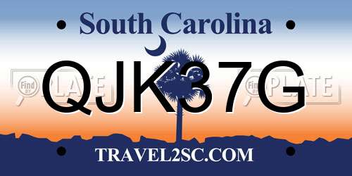 QJK37G South Carolina License Plate
