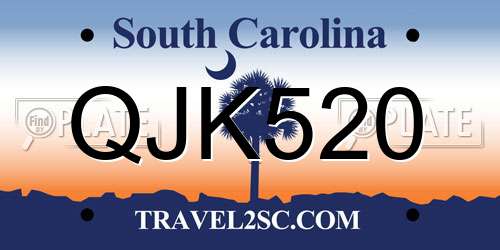 QJK520 South Carolina License Plate