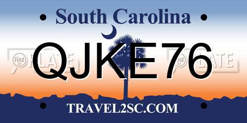 QJKE76 South Carolina License Plate
