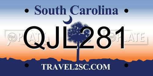 QJL281 South Carolina License Plate