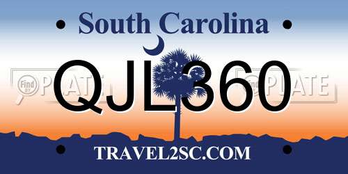 QJL360 South Carolina License Plate