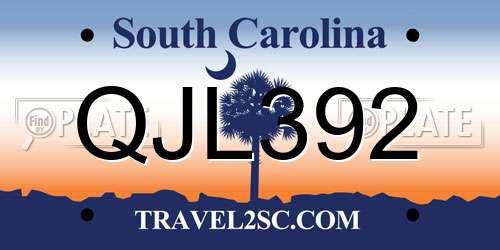 QJL392 South Carolina License Plate