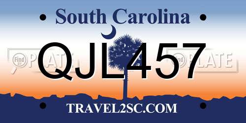 QJL457 South Carolina License Plate