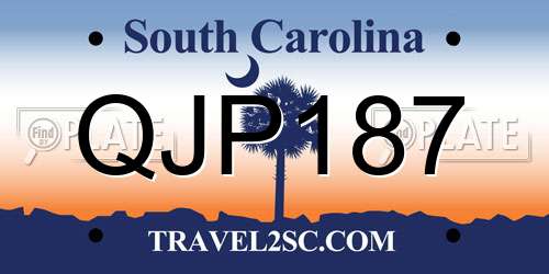 QJP187 South Carolina License Plate