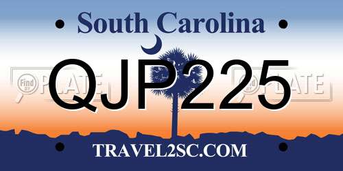 QJP225 South Carolina License Plate