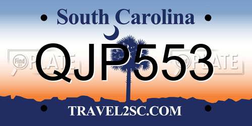 QJP553 South Carolina License Plate