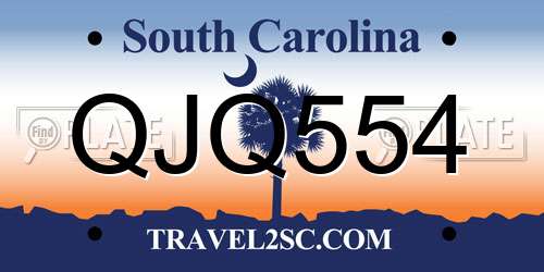 QJQ554 South Carolina License Plate