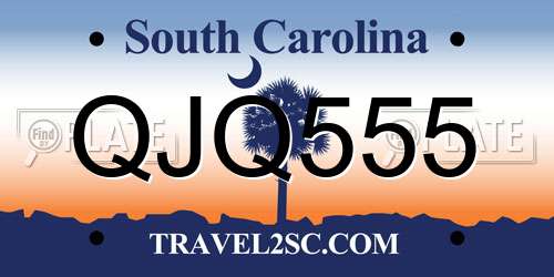 QJQ555 South Carolina License Plate