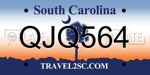 QJQ564 South Carolina License Plate