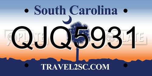 QJQ5931 South Carolina License Plate