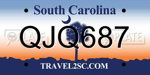 QJQ687 South Carolina License Plate