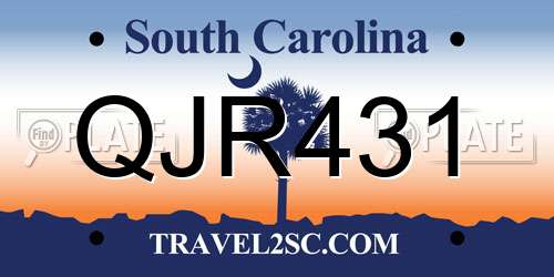 QJR431 South Carolina License Plate