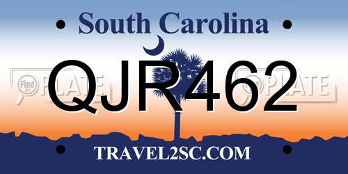 QJR462 South Carolina License Plate