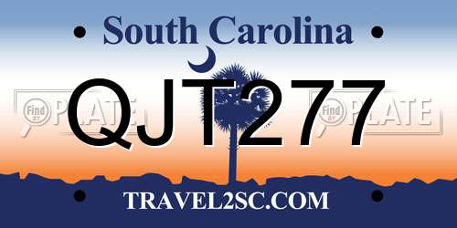QJT277 South Carolina License Plate