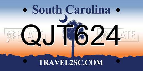 QJT624 South Carolina License Plate