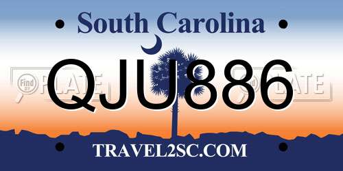 QJU886 South Carolina License Plate