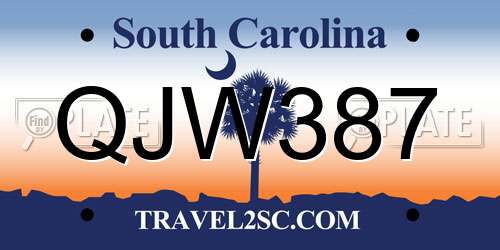 QJW387 South Carolina License Plate
